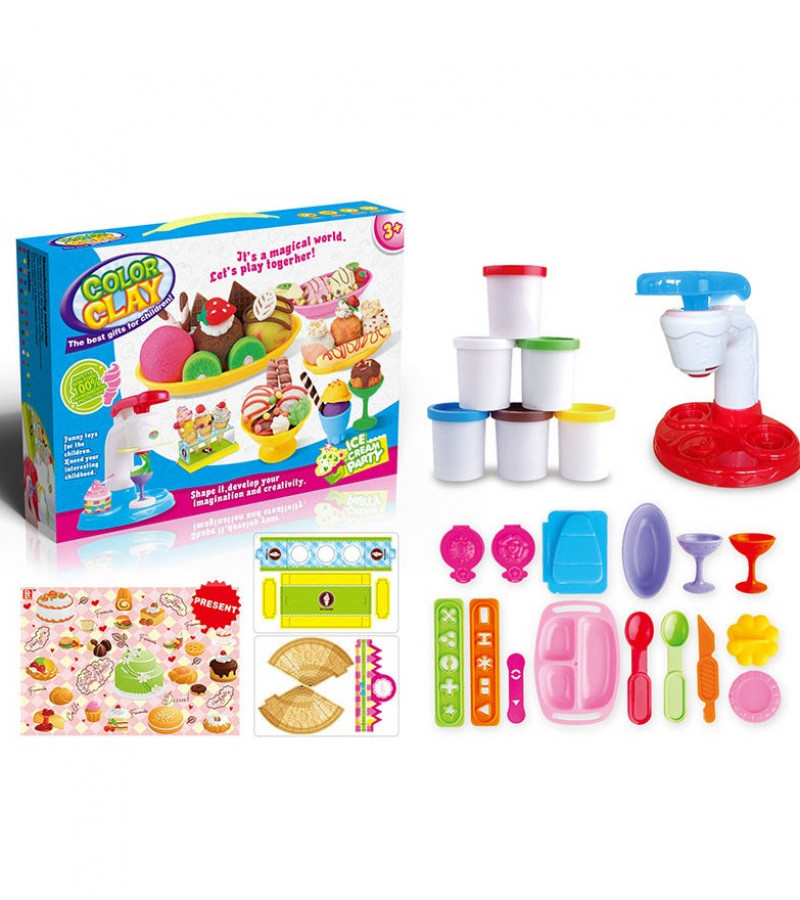 Ice Cream Party DIY Color Ice Cream Machine Fun Modeling Clay Dough Playset