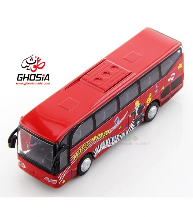 Kids Metal Toy Bus Heavy Weight Die Cast Pull Back Toy Bus With Flashing Lights And Sounds