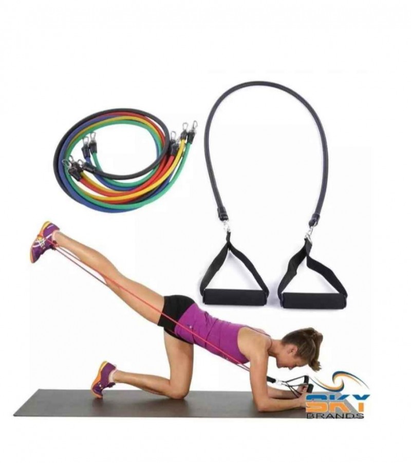 Latex Elastic Resistance Bands 11 Pcs Pull Rope Gym Yoga stretch rope Fitness Equipment