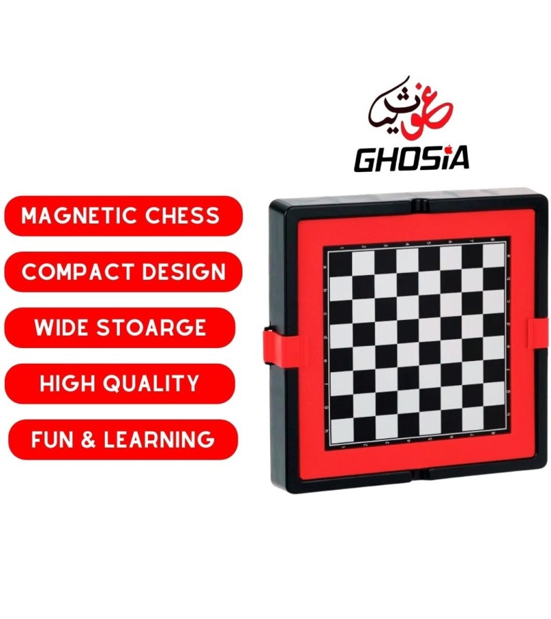 Magnetic Chess Board with Lock Clip and Storage Space For Fun & Learn Education Family Game