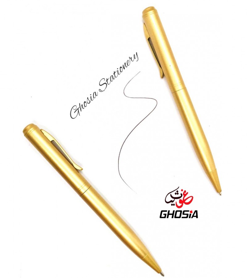 Metallic Body Fancy Pen Set - Pair of 2 Sleek Design Gold Ballpoint Pair Royal Fancy Look Ballpoints