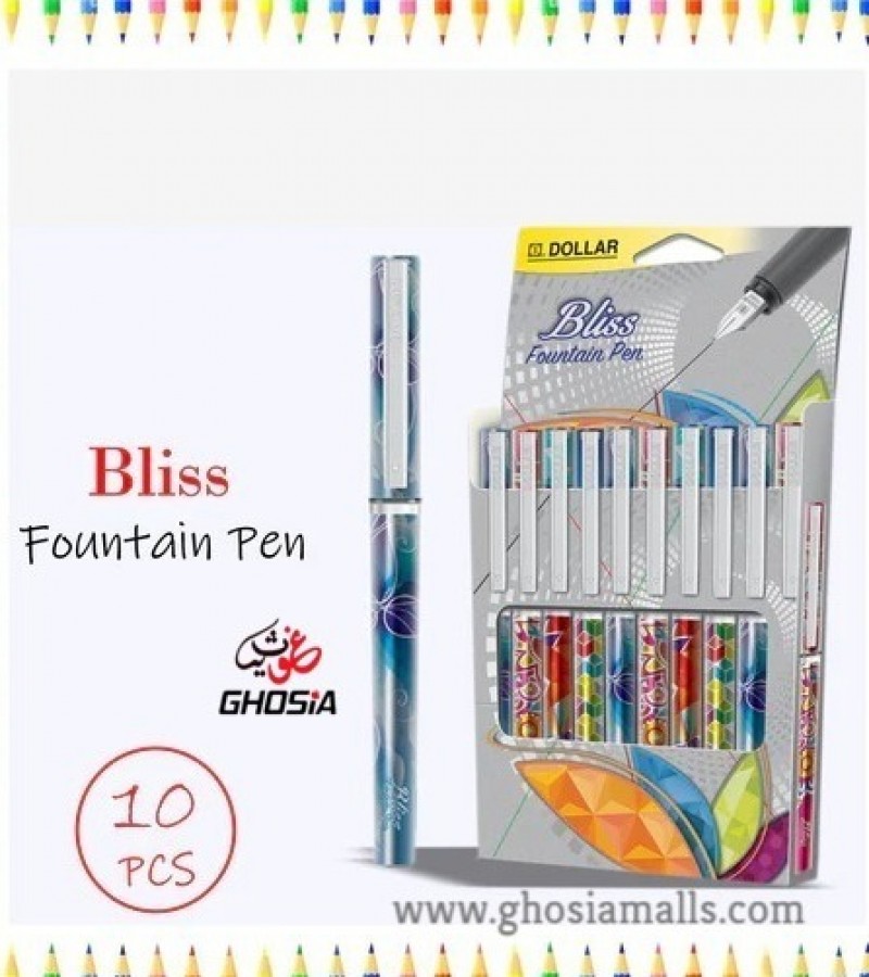 Metallic Sleek Body Colorful Printed Dollar Bliss Fountain Pen ( Set of 3 )