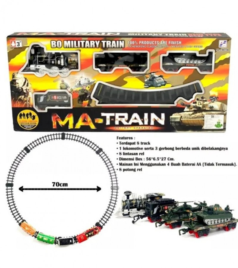 Military Train Track Play Set Classic Battery Operated Army Train Set With Flashlights, Sounds And Smoke