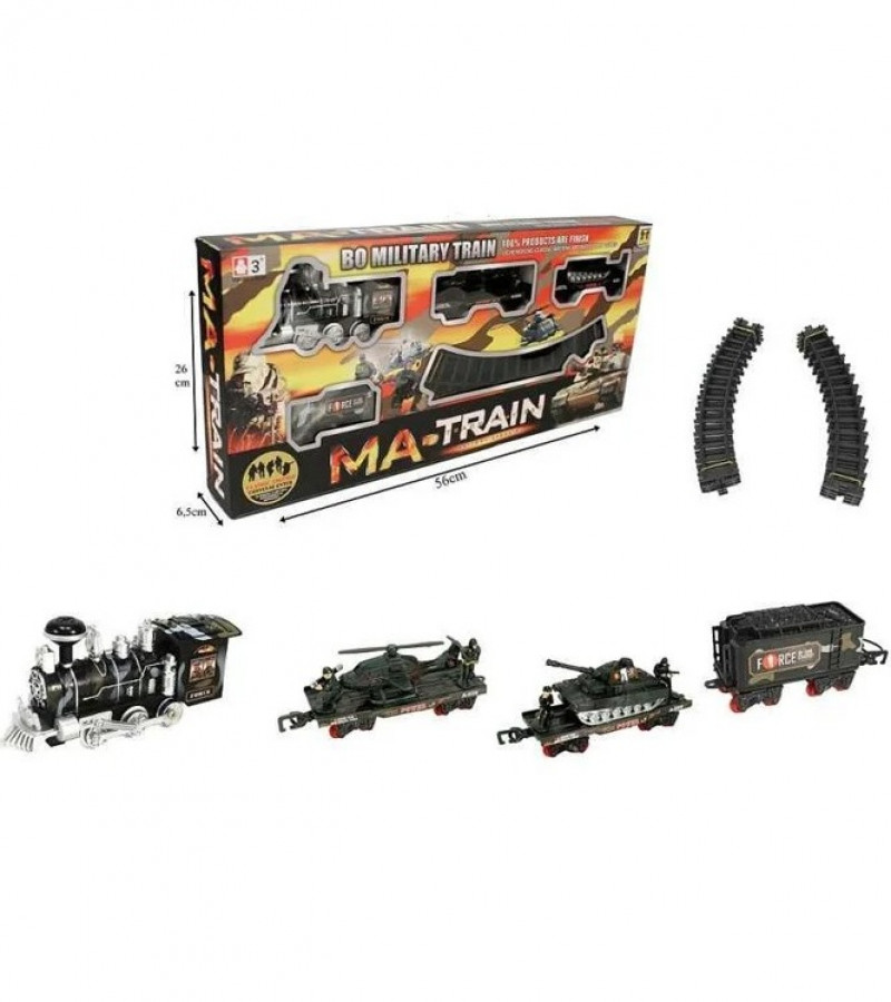 Military Train Track Play Set Classic Battery Operated Army Train Set With Flashlights, Sounds And Smoke