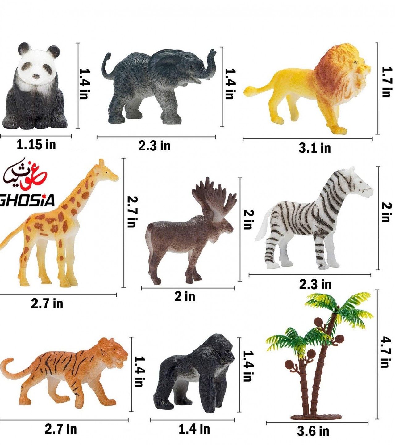 Mini Animal toy set for kids 14 pcs with tree and wood fence toy