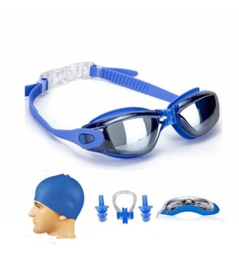 Swimming All in One Pack of Goggles & Anti-Fog Pool Glasses Cap