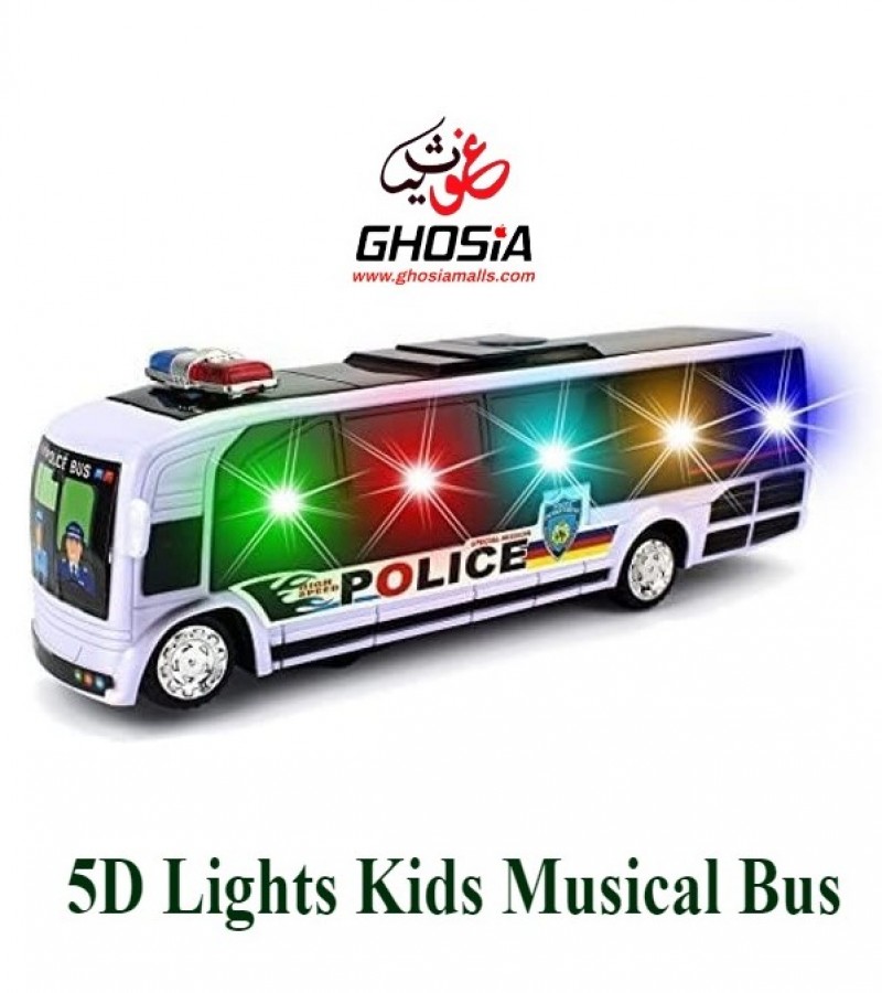 Toy Street Police Car Bus With Siren And 5D Light Police Bus Toy Bus Bump & Go Police Car