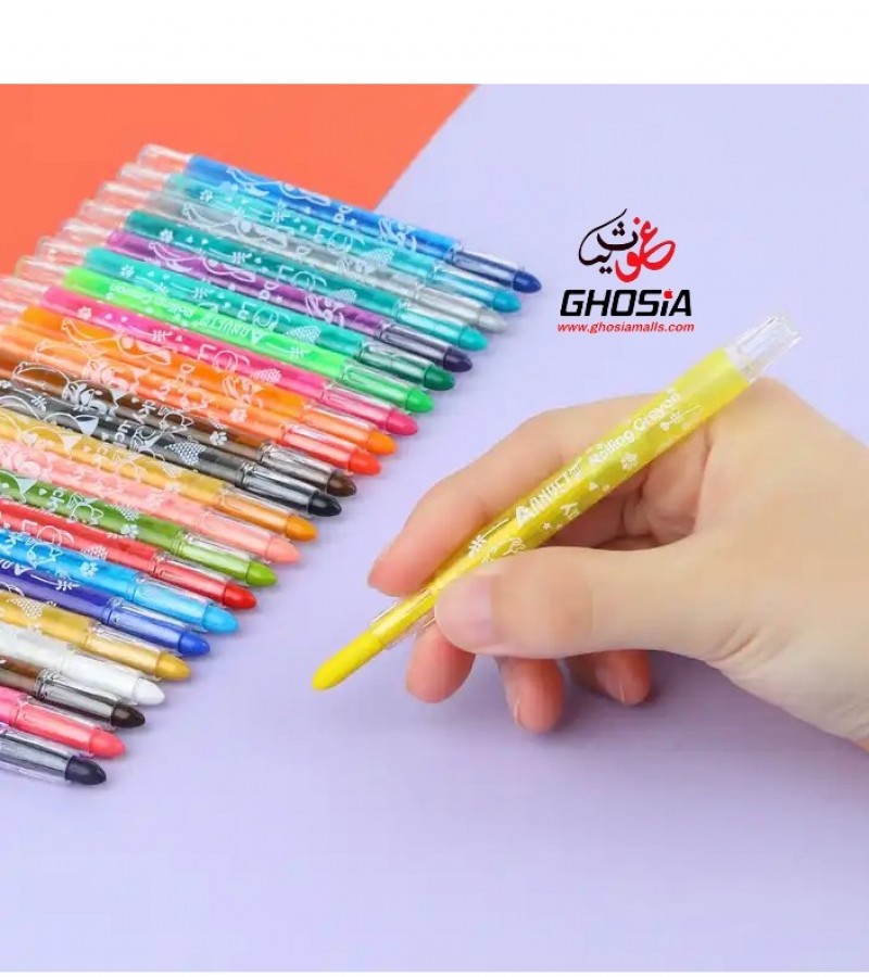 Twist Multicolor Crayons - 12 Pcs Colorful Erasable Crayons Set For Kids, Coloring Kit For Kids