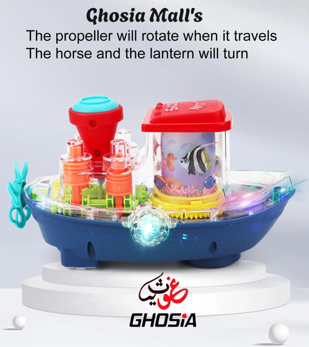 Underwater World Electric Rotating Cruise Ship Gear Boat with Universal Wheel Music Light Toys