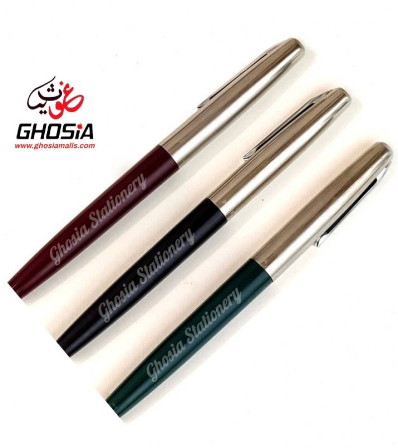 Vintage Bahadur 443 Fountain Pen Iridium Nib Sharp Thin Metal Pen Writing Stationery (Set of 3)