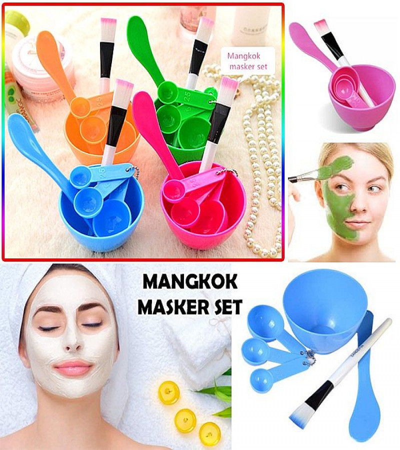 4 in 1 DIY Facial Beauty Mask Bowl with Stick Brush Set (Set of 6)
