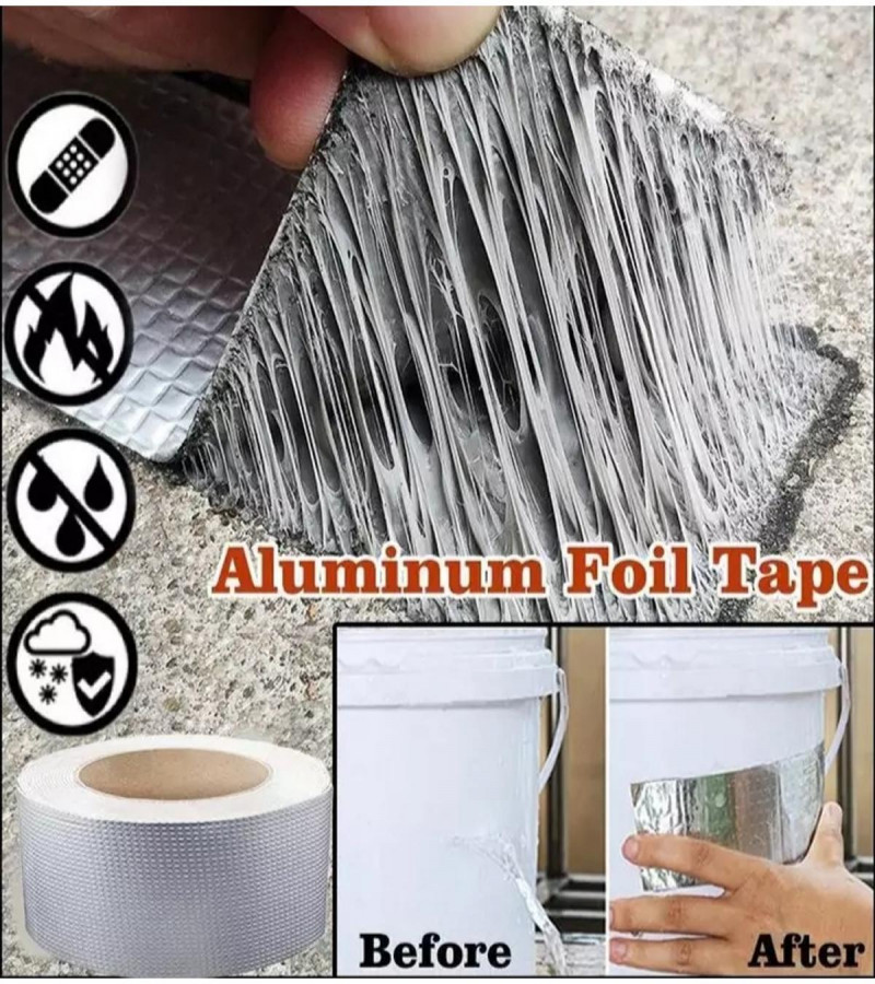 Aluminum Foil Strong Waterproof Tape Size 50 mm x 1 Meter long Seal Repair Tape Crack Thicken Tape Power Leakage Tape