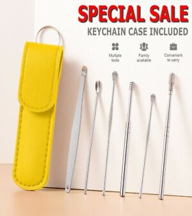Ear Wax Cleaning Kit, 6 Pcs Ear Pick Tools, Wax Removal Kit, Ear Cleaning Tool Set, Spring Earwax Cleaner Tool Ear Wax Remover