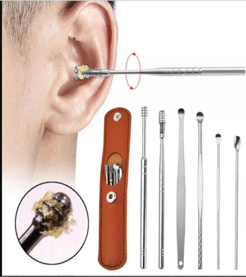 Ear Wax Cleaning Kit, 6 Pcs Ear Pick Tools, Wax Removal Kit, Ear Cleaning Tool Set, Spring Earwax Cleaner Tool Ear Wax Remover