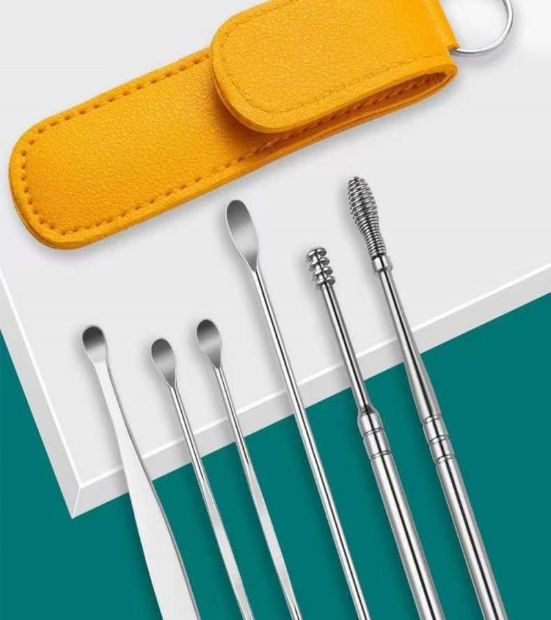 Ear Wax Cleaning Kit, 6 Pcs Ear Pick Tools, Wax Removal Kit, Ear Cleaning Tool Set, Spring Earwax Cleaner Tool Ear Wax Remover
