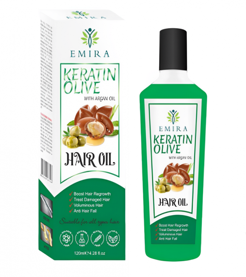 EMIRA Keratin Olive with Argan Hair Oil For Boosting hair growth,Damaged hair,Volumirous hair,Anti hair fall