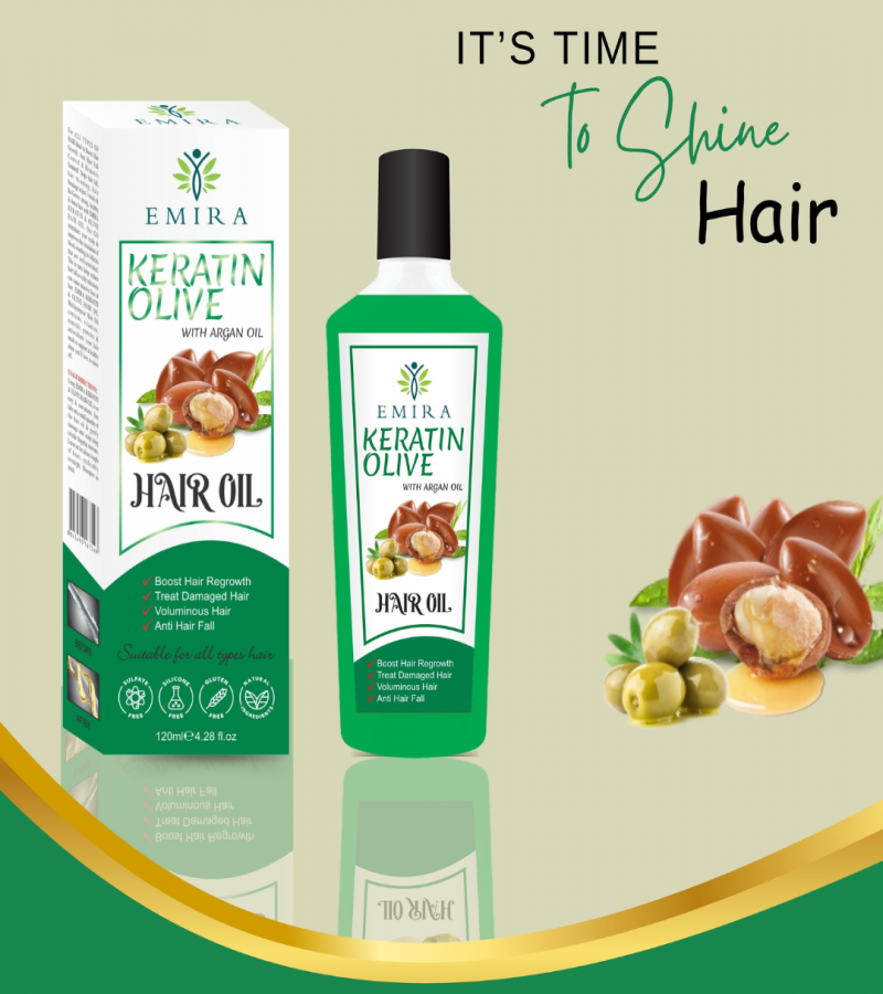 EMIRA Keratin Olive with Argan Hair Oil For Boosting hair growth,Damaged hair,Volumirous hair,Anti hair fall