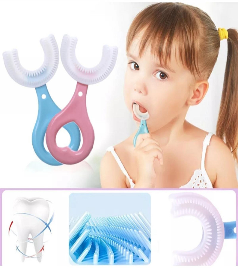 High Quality Baby Tooth Brush Soft Teeth Brush For Kids Silicone Baby Brush. 360° U Shape Tooth Brush, Teeth Cleaning Brush