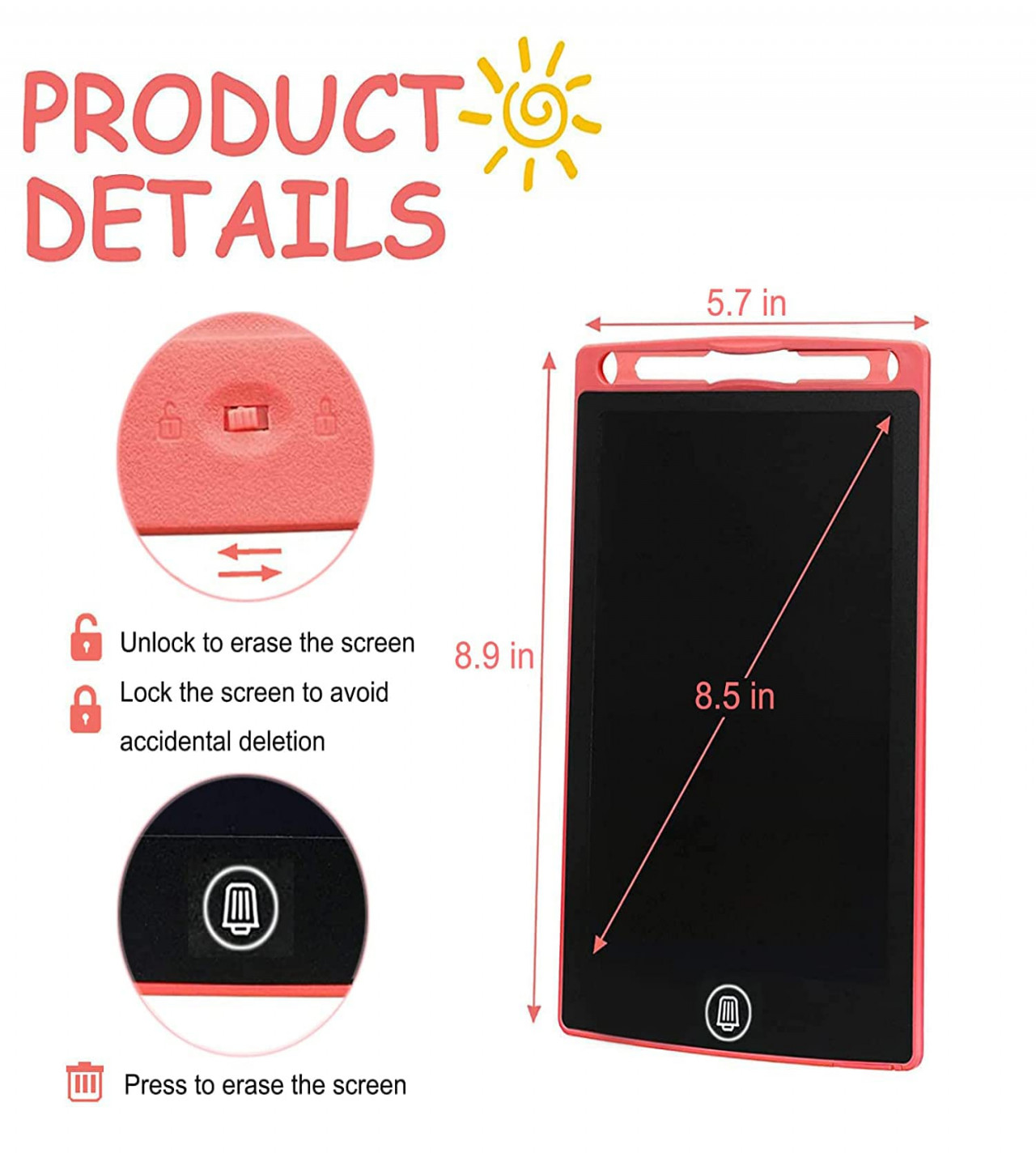 Hot Selling LCD Writing Tablet for Kids, 8.5 inch Tablet for Kids Doodle & Scribble Boards with Protect Cover