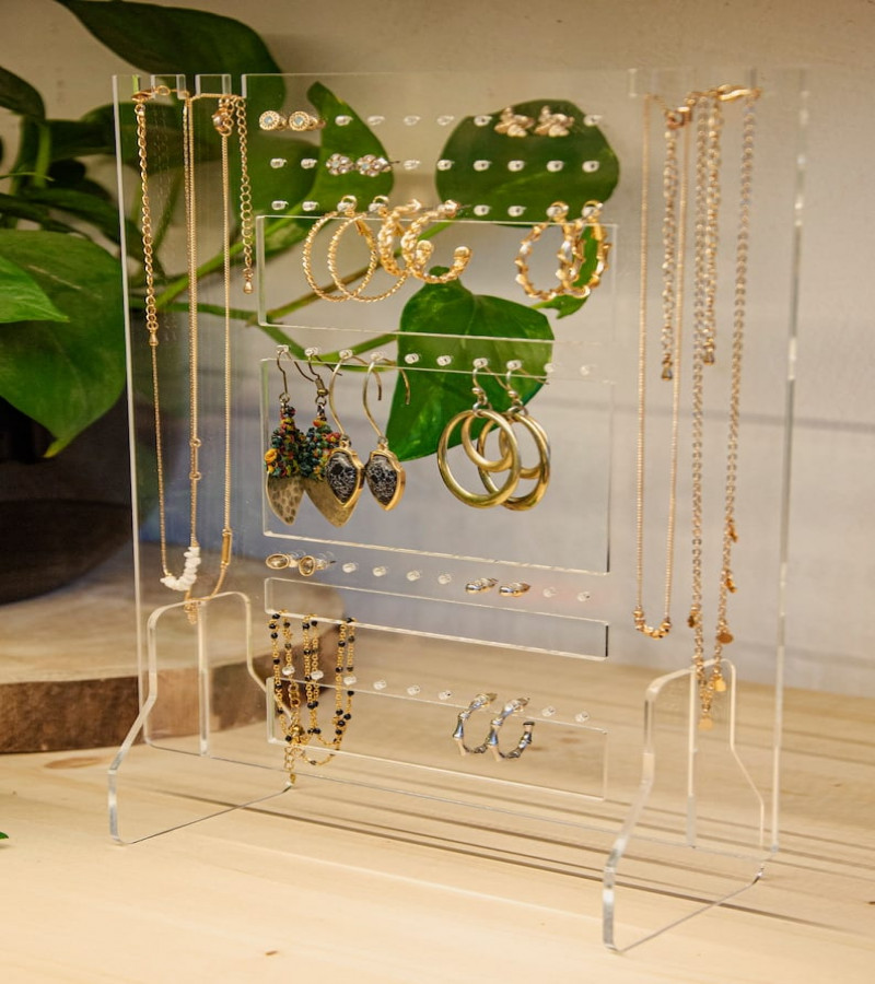 Jewellery Stand | Necklaces and earrings organizer | Clear Acrylic earring organizer | Jewelry Display | Bracelet organizer