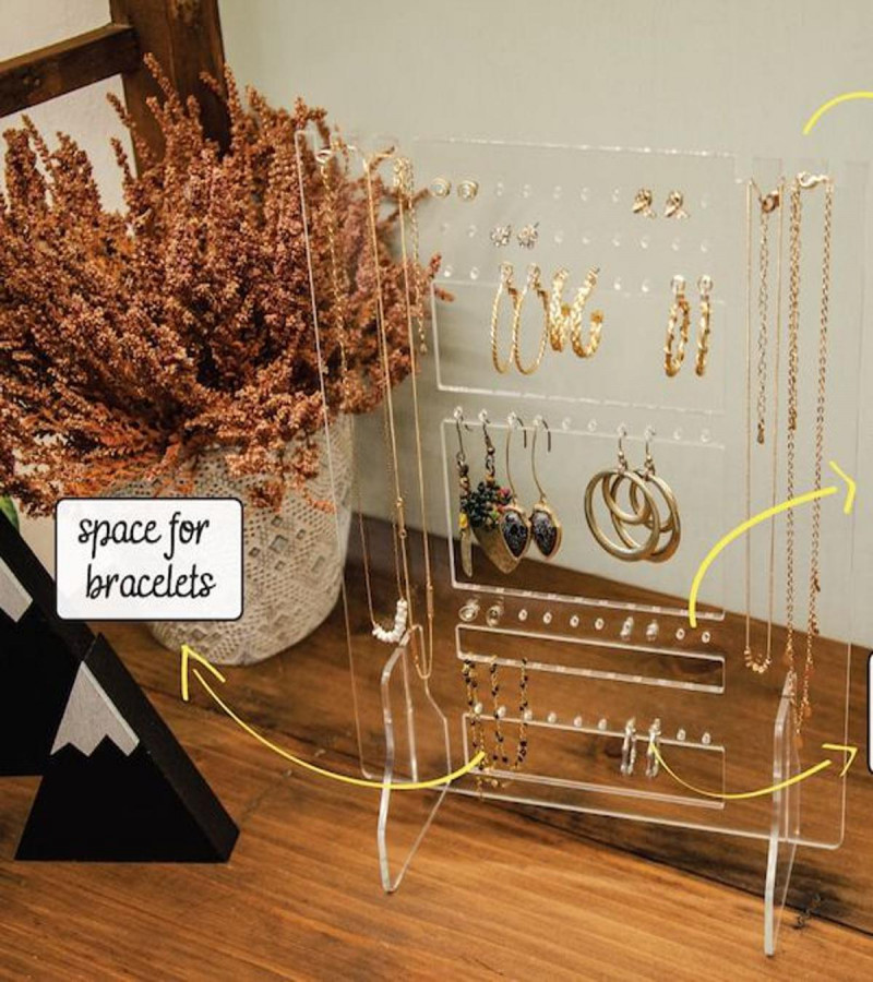 Jewellery Stand | Necklaces and earrings organizer | Clear Acrylic earring organizer | Jewelry Display | Bracelet organizer