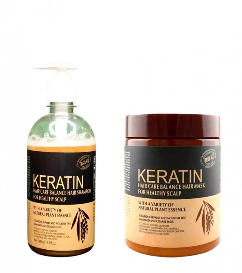 Keratin shampoo +keratin hair mask 2 pcs deal Keratin Hair Care Balance Hair Mask & Hair Treatment – (500ml)