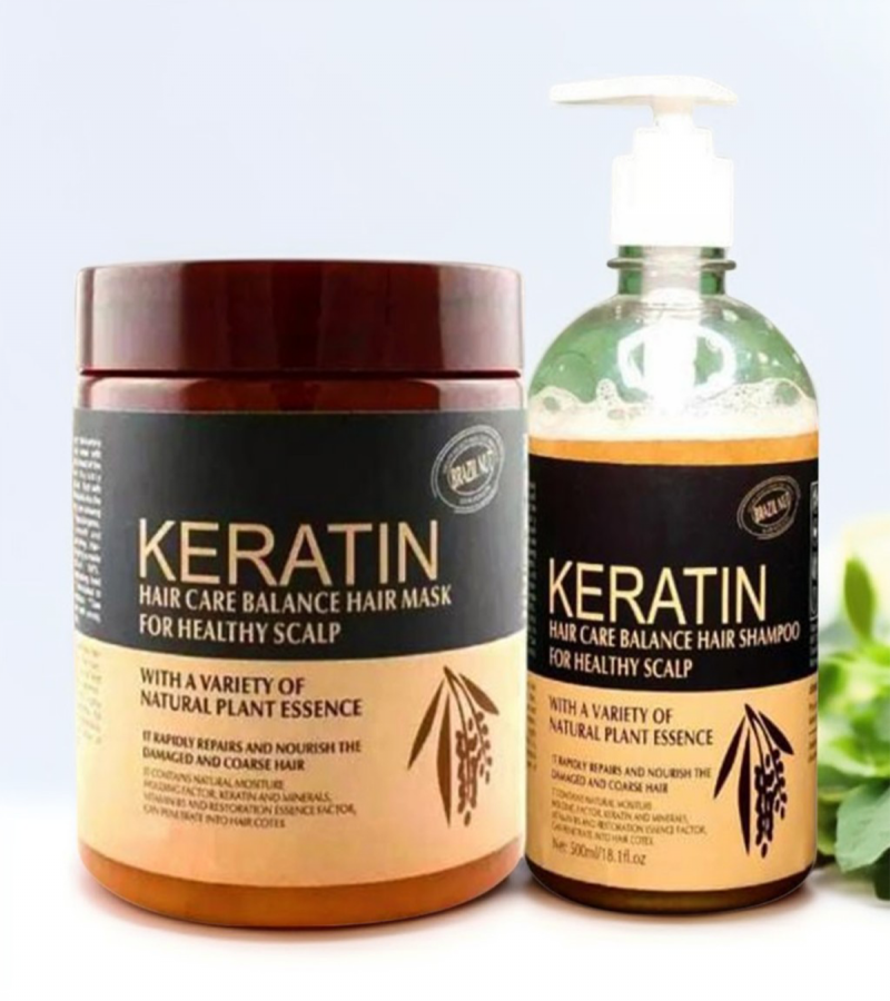 Keratin shampoo +keratin hair mask 2 pcs deal Keratin Hair Care Balance Hair Mask & Hair Treatment – (500ml)