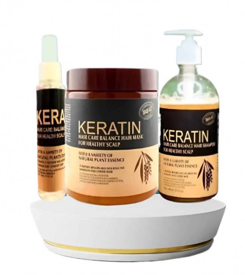 Keratin shampoo +keratin hair mask + keratin serum 3 pcs deal Keratin Hair Care Balance Hair Mask & Hair Treatment – (500ml)
