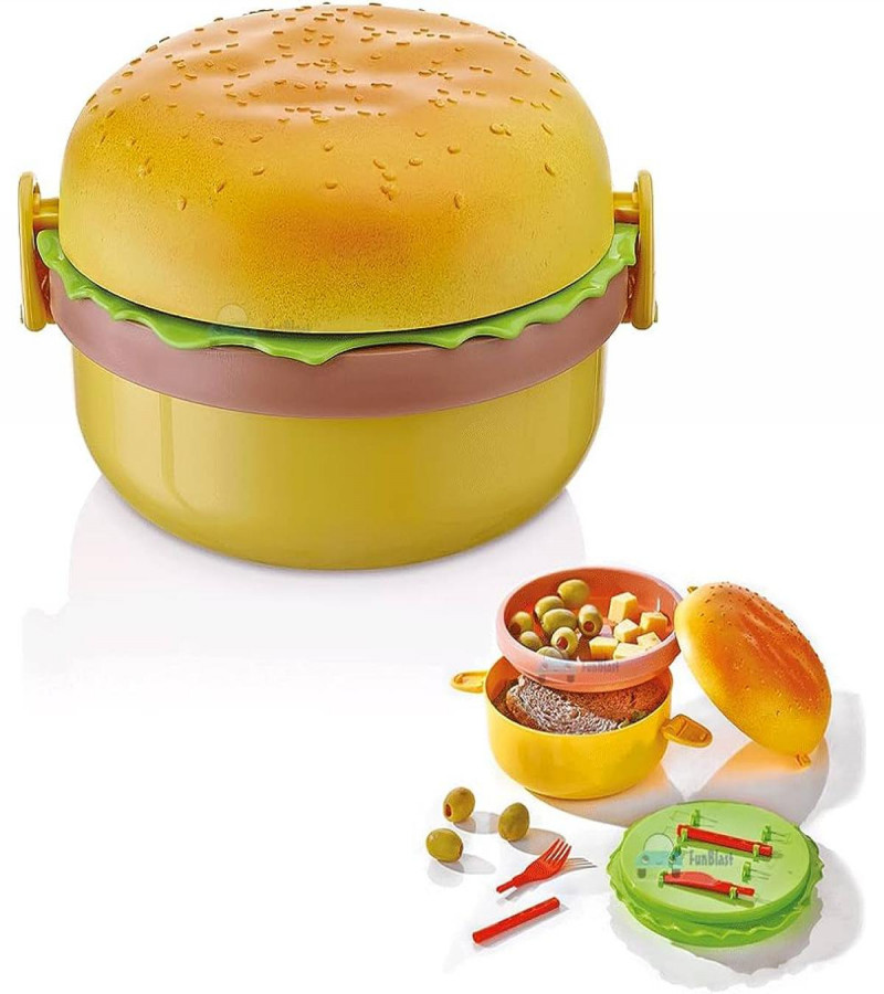 Lunch Box Kids Tiffin Box For School Burger Shaped Meal-it Box Large Lunch Box with portions/Compartments