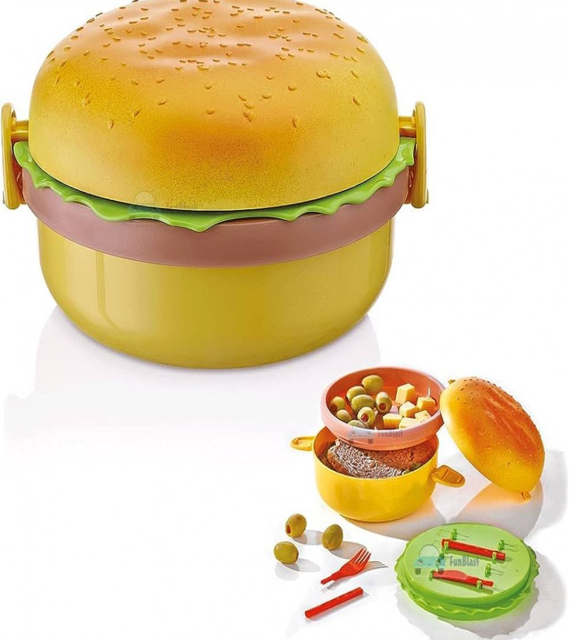 Lunch Box Kids Tiffin Box For School Burger Shaped Meal-it Box Large Lunch Box with portions/Compartments