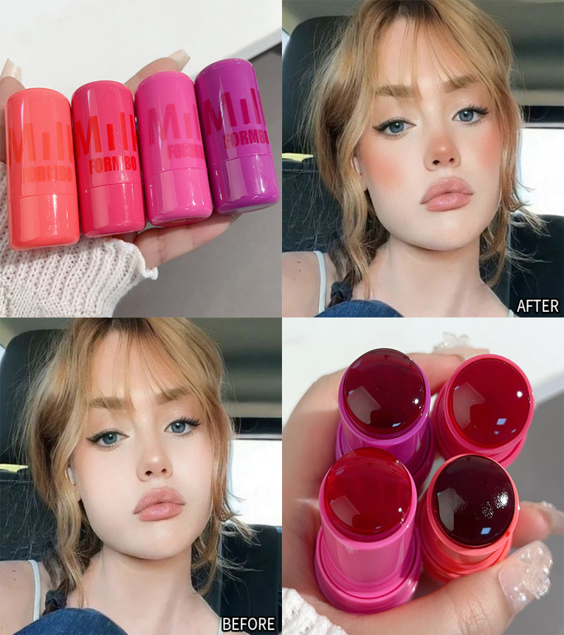 Pack of 04 Cheek Lip Tinted Moistured Blush Stick Eyes Cheek Lip Brighten Cream Water Jelly Tint Stick Matte Contour Makeup