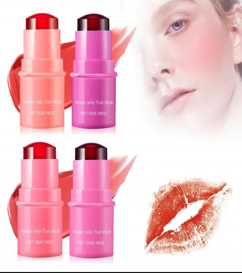 Pack of 04 Cheek Lip Tinted Moistured Blush Stick Eyes Cheek Lip Brighten Cream Water Jelly Tint Stick Matte Contour Makeup