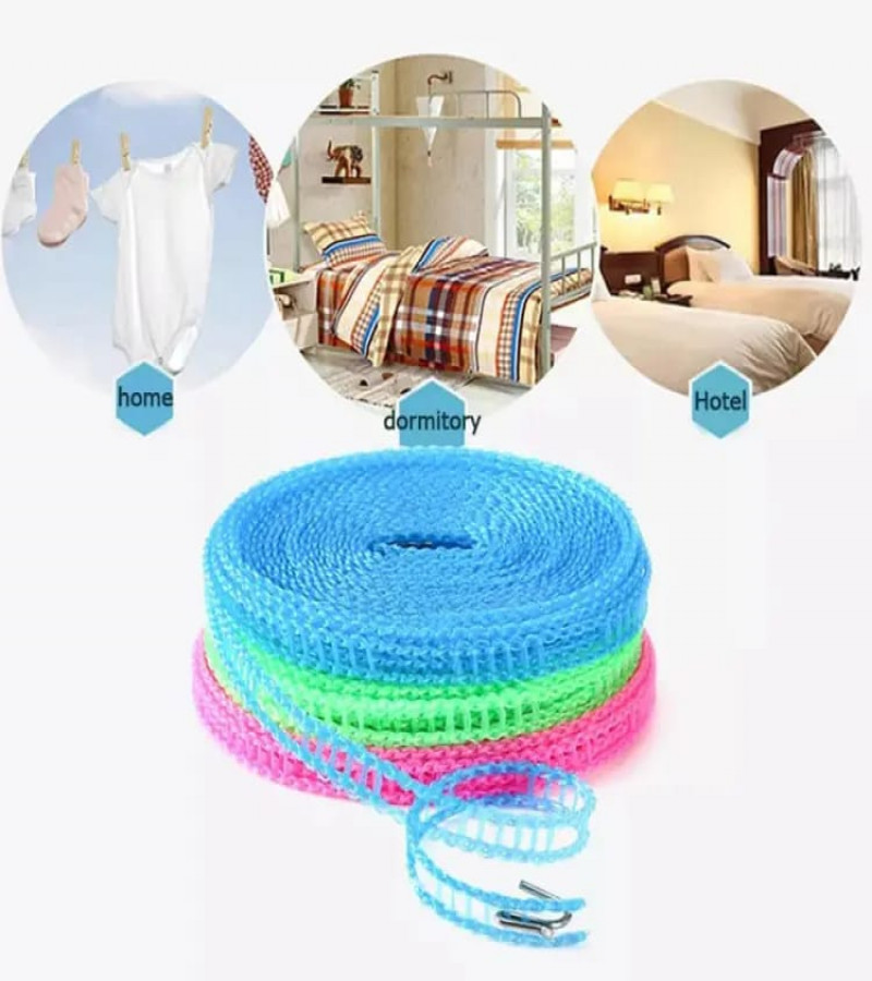Pack of 05 Plastic Cloth Hanging Rope Clothesline - 5 Meters