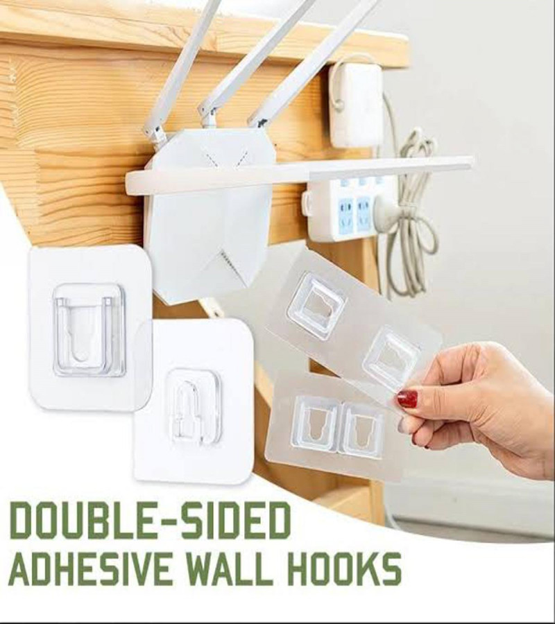 Pack of  10 pair 20 pcs - Double Sided Adhesive Wall Hooks - Transparent Wall Mounted Organizer Holder,Organizer Bathroom