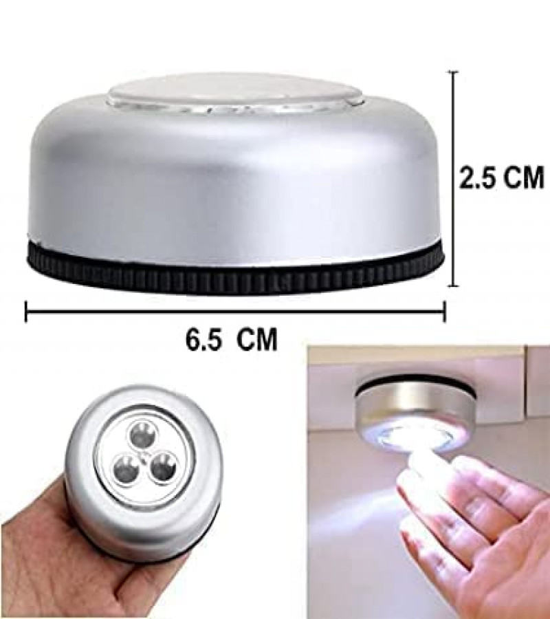[PACK OF 3 ] Mini Wireless 3 LED Light Push Touch Lamp Kitchen Cabinet Closet Night Wall Tap Light Led tap touch light