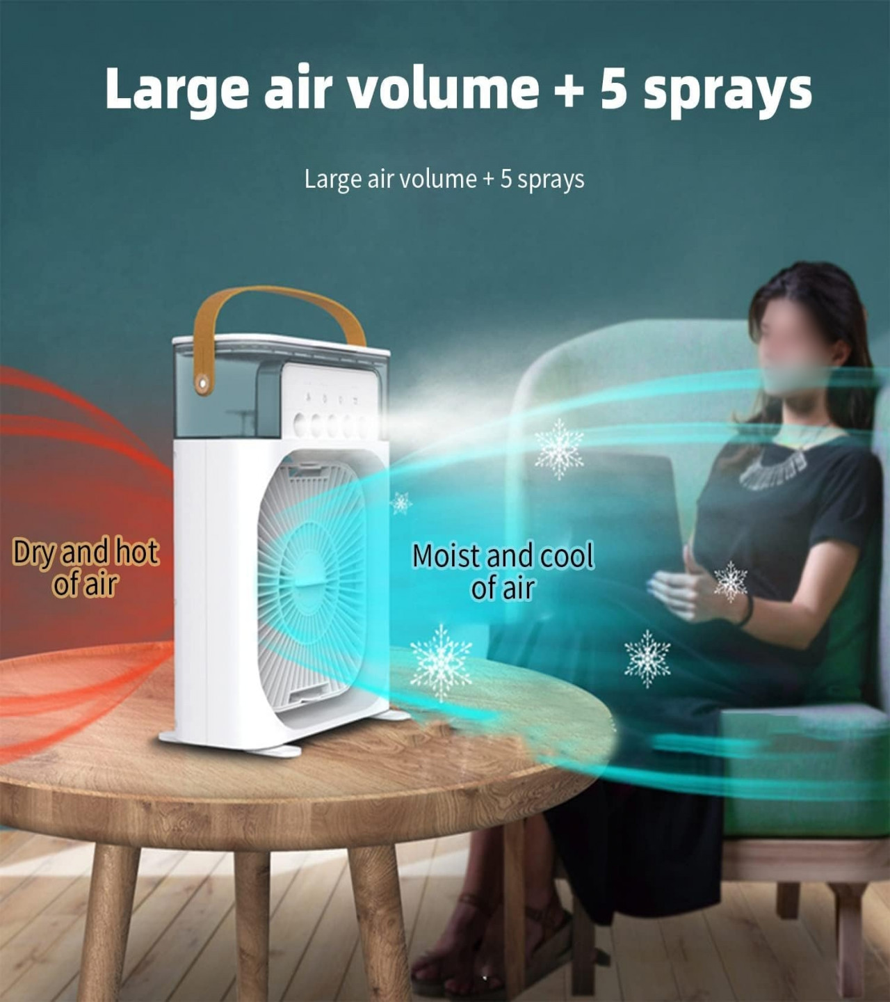 Portable 3 In 1 Fan Air Cooler with Humidifier & Night Light | Mist Fan