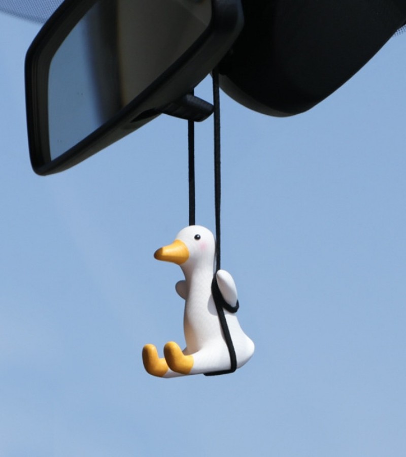 Cute Anime Car Accessories Swing Duck Pendant Auto Rearview Mirror Ornament