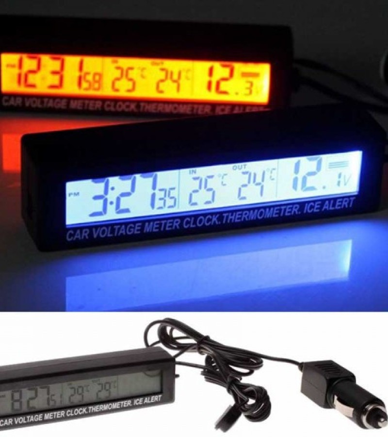 Digital Clock, Inner/Outer Temperature & Voltage Meter VST-7010V