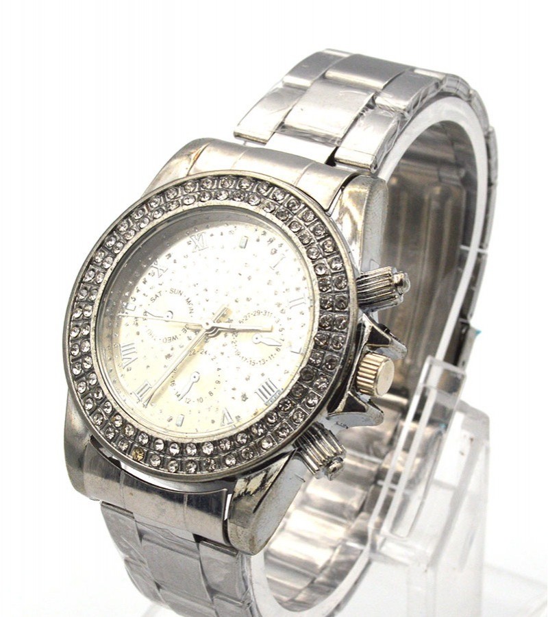 Grey Dial With Stones Watch For Men
