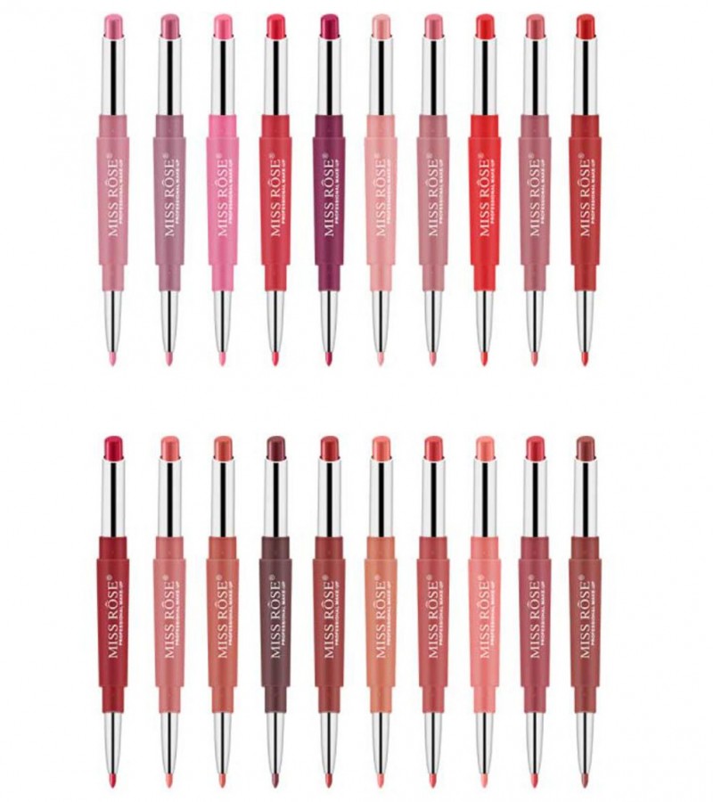 MISS ROSE High Pigment 2 In 1 Lip Liner + Lipstick Pack of 2