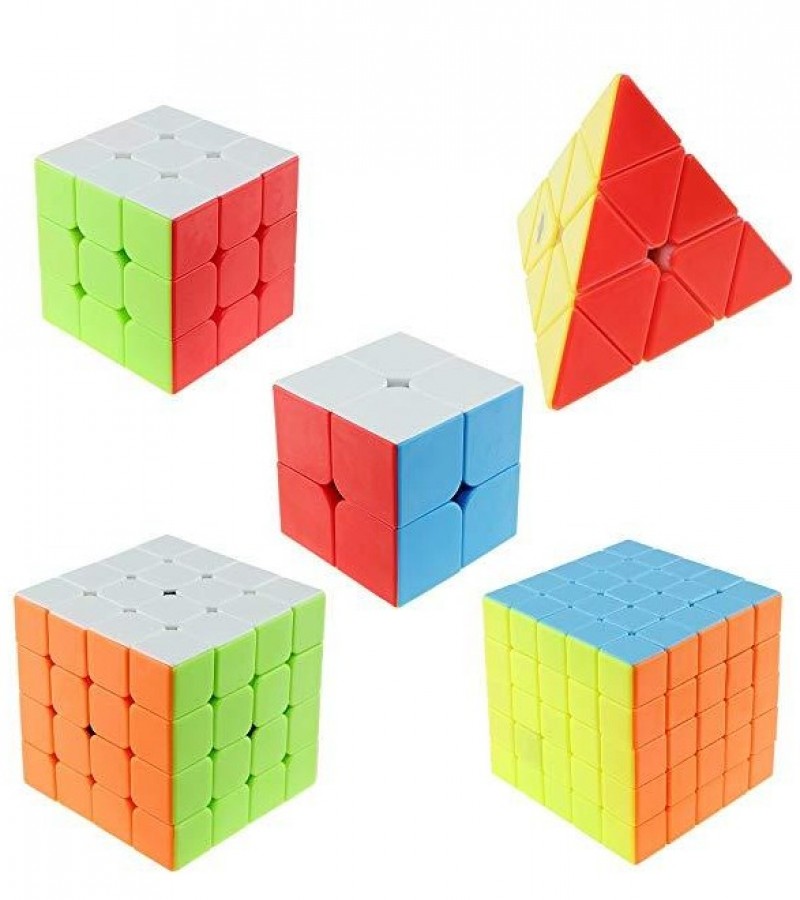 Rubik Cube 2X2,3X3 ,4X4,5X5 And Pyramid (Triangle) - Sticker less  Speed Cube Set, Sticker less
