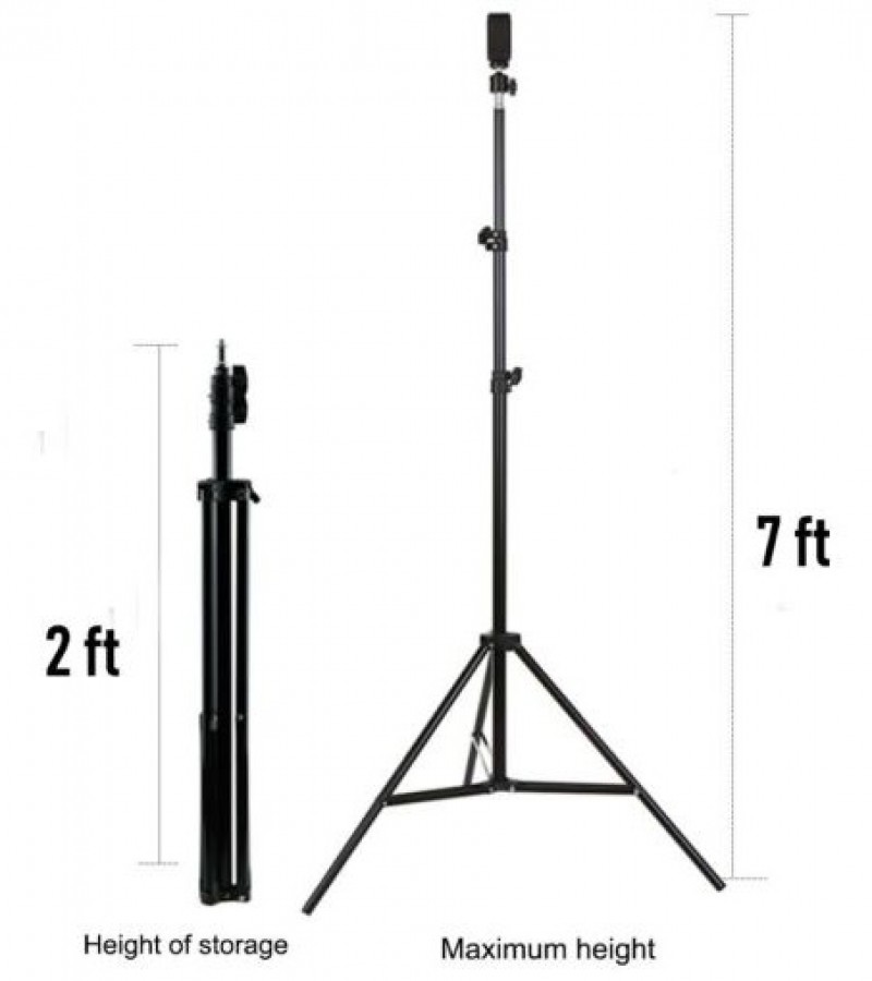 2.1/7ft Aluminium Tripod Stand Adjustable Portable 7 Feet With Holder For Mobile/DSLR andRing Light