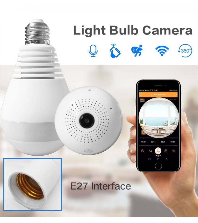 IP WIRELSS PANORAMIC BULB CAMERA 1080P HD 2MP
