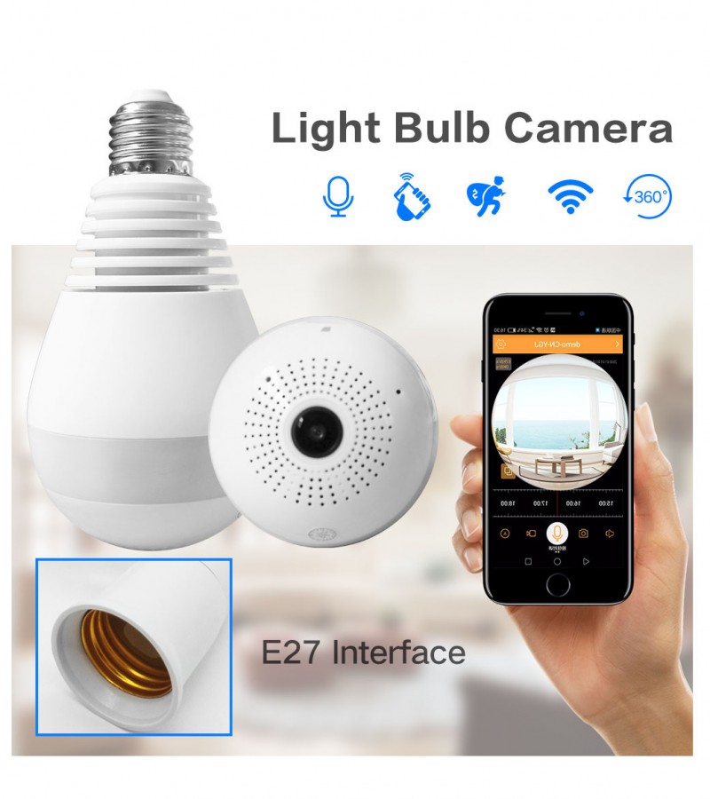 IP WIRELSS PANORAMIC BULB CAMERA 1080P HD 2MP