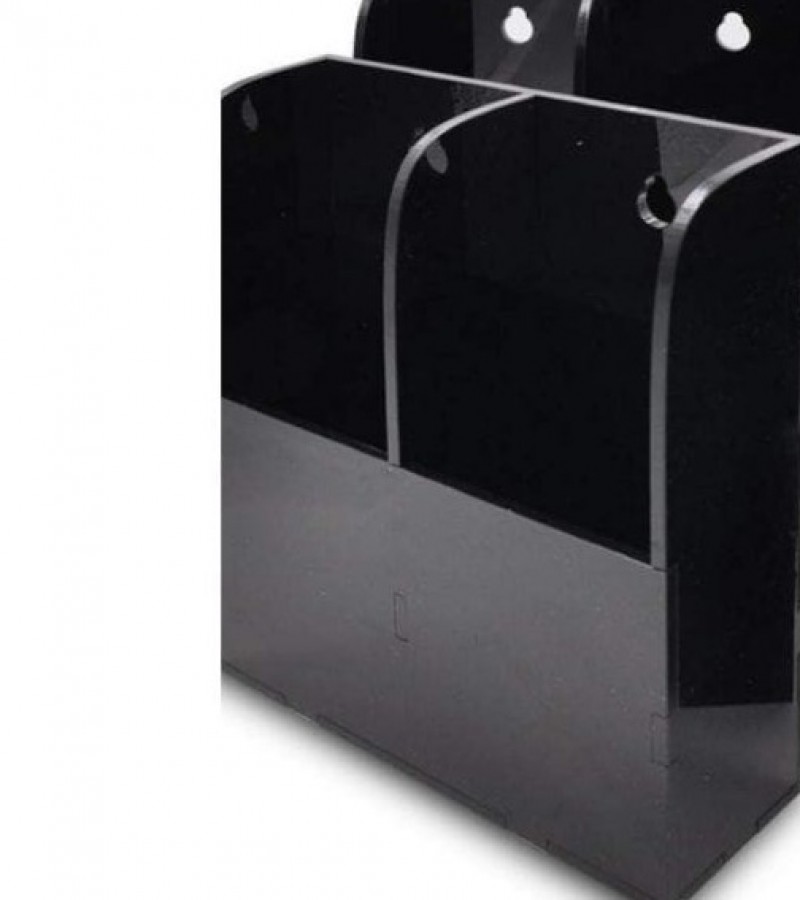Remote Control Holder Wall Mount Media Organizer Box 3T Acrylic Plastic Black code (0300)