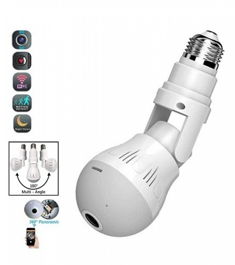 SECURITY BULB CAMERA FLEXIBLE 1080P HD WIRELESS 360 DEGREE PANORAMIC INFRARED NIGHT VISION