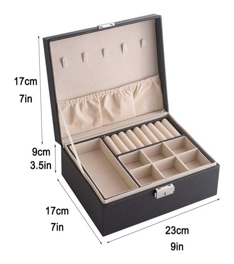 2 Layer Leather Travel Jewelry Box Organizer Display Storage Case For Rings Earrings Necklace For Women Girls