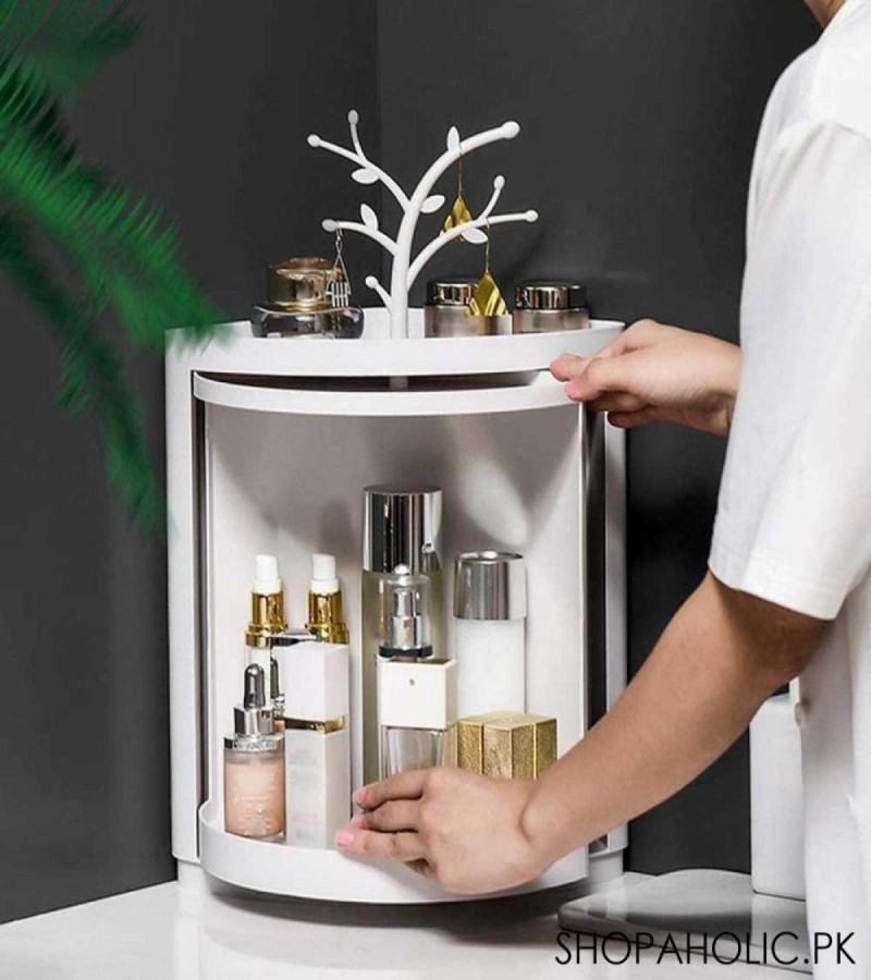 360 Degree Rotatable Corner Storage Cabinet Organizer For Bathroom And Kitchen
