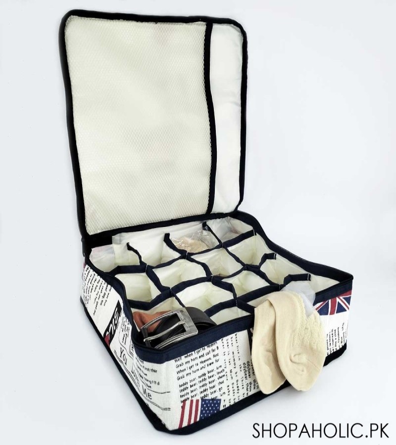 Foldable 16 Grid Socks And Belt Organizer