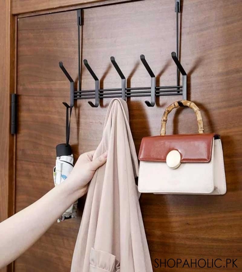 Over The Door 5 Double Hooks Hanger - Black